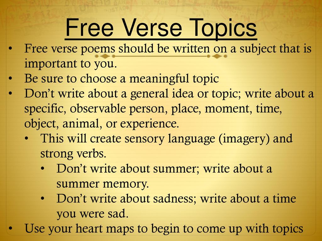 Free Verse Poetry. - ppt download