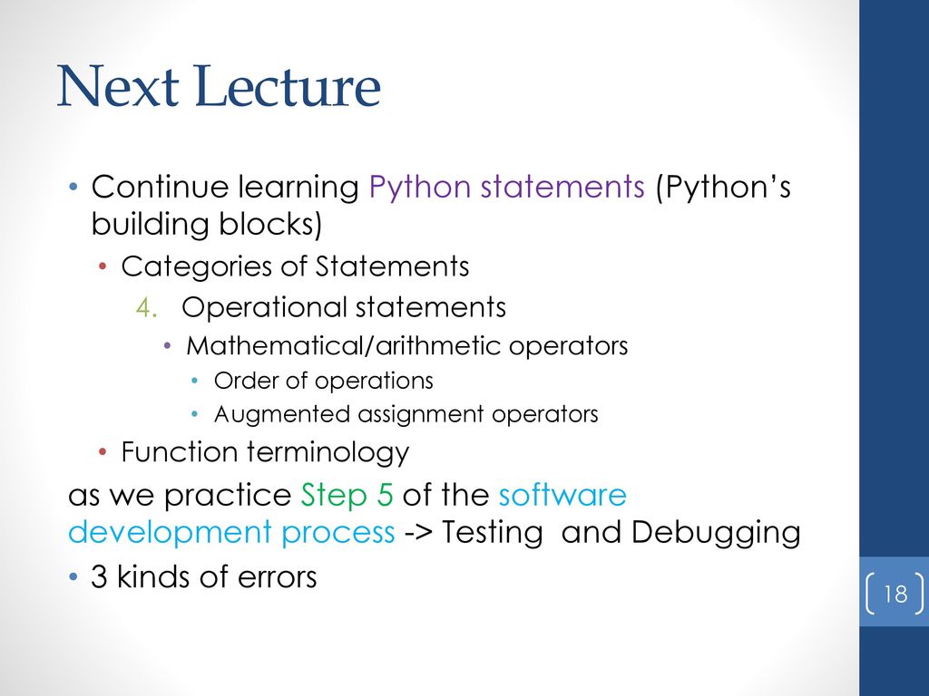 Topic: Python’s building blocks -> Statements - ppt download