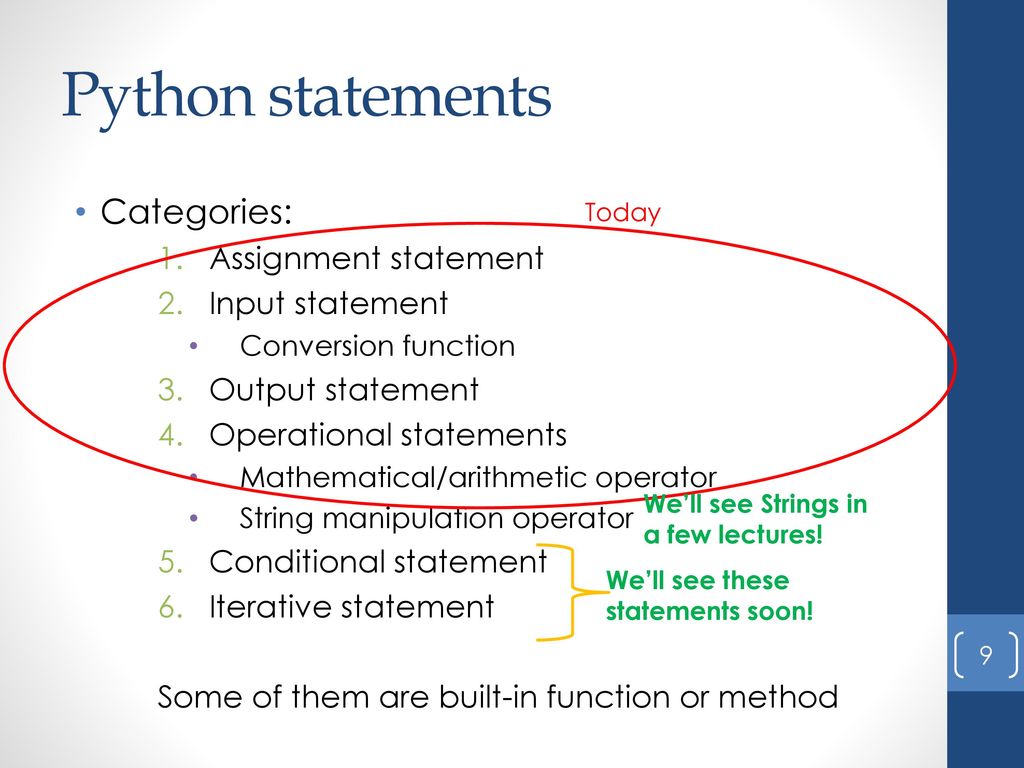 Topic: Python’s building blocks -> Statements - ppt download