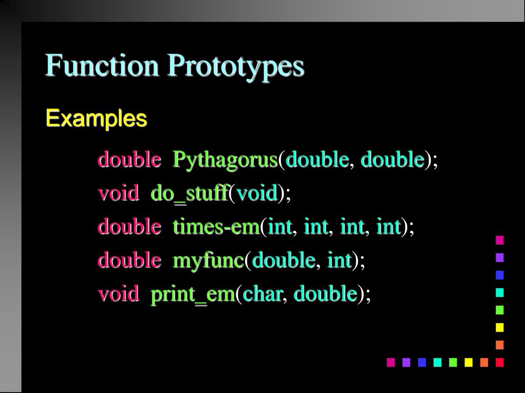 Functions prototypes arguments overloading return values part I. - ppt ...