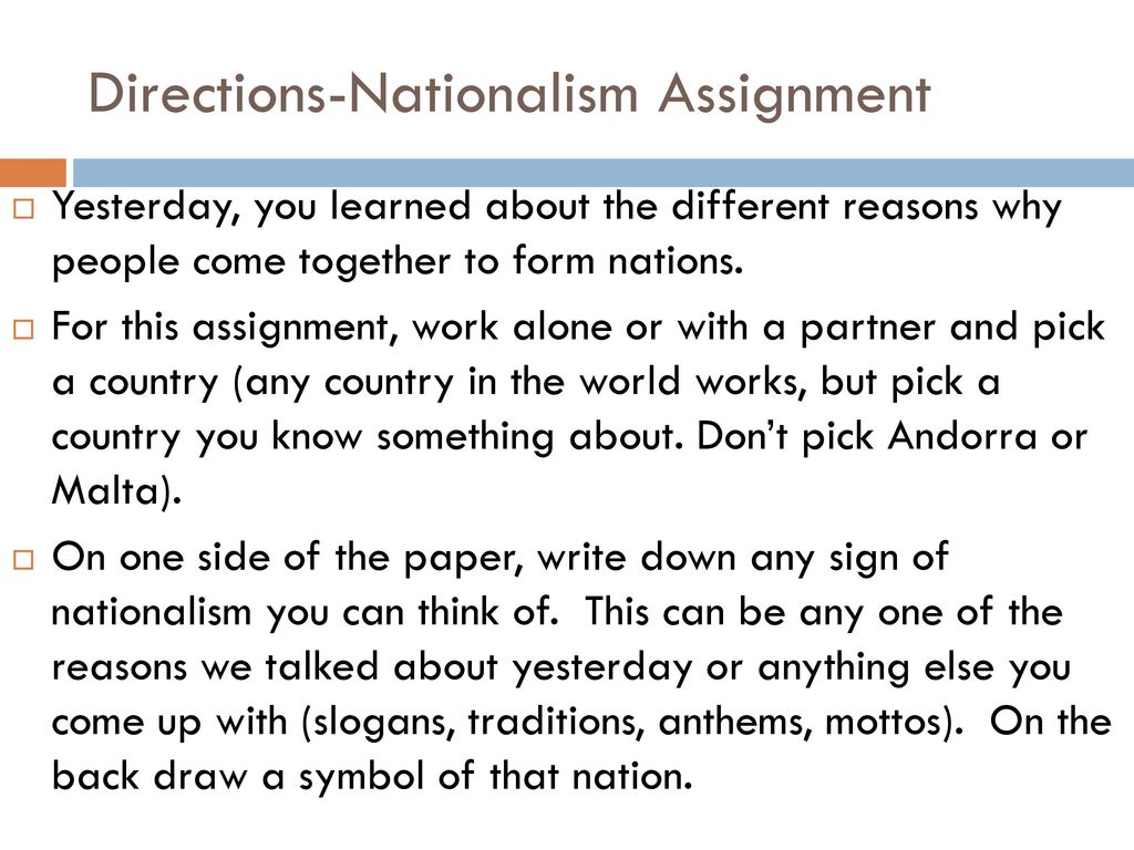 Directions-Nationalism Assignment