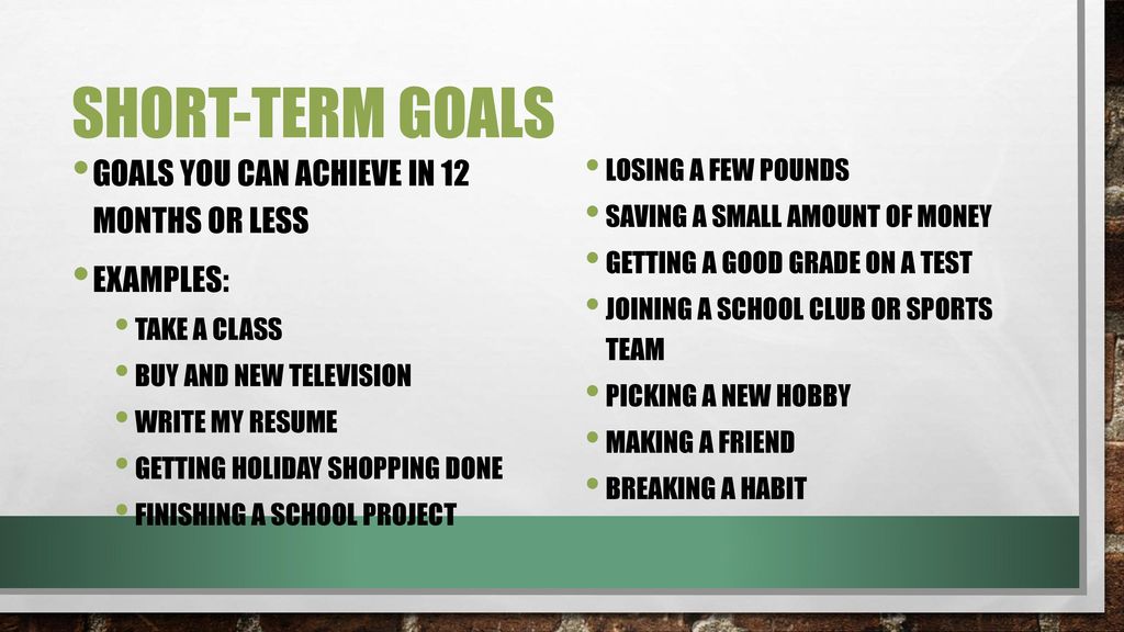 Long-term v short-term goals - ppt download