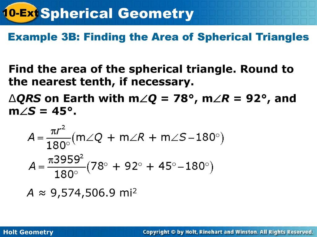 10-Ext Spherical Geometry Lesson Presentation Holt Geometry. - ppt download