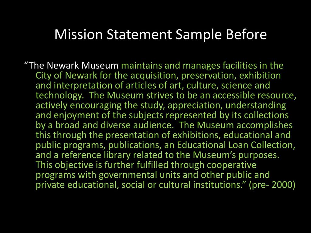 Mission Statement Sample Before