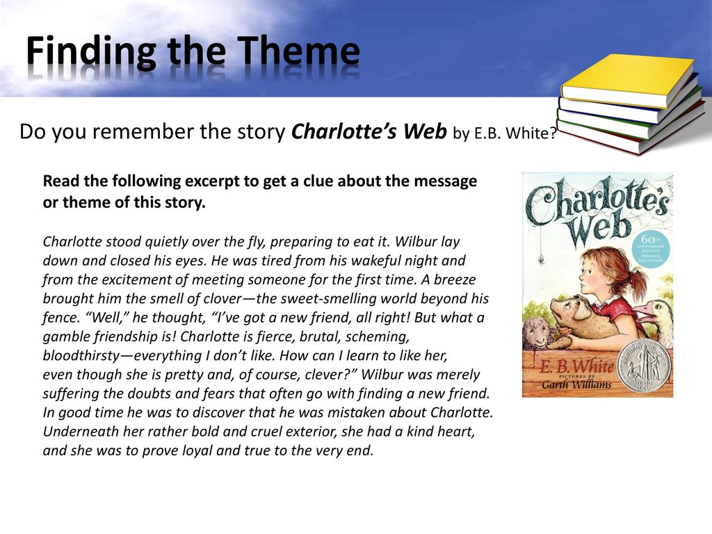 Finding the Theme Do you remember the story Charlotte’s Web by E.B. White