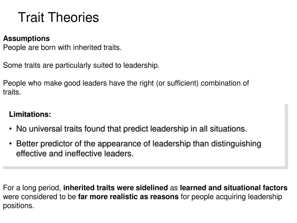 what are the limitations of the trait theory
