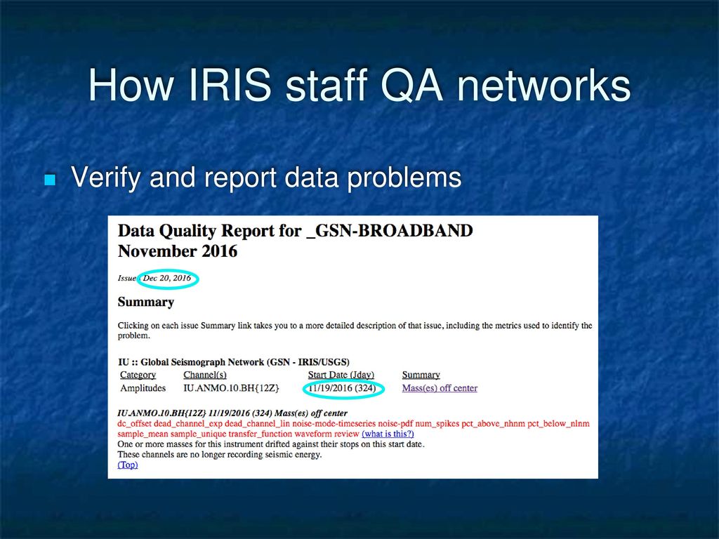 How IRIS staff QA networks
