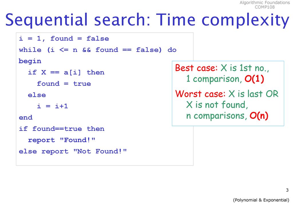 COMP108 Algorithmic Foundations Polynomial & Exponential Algorithms ...