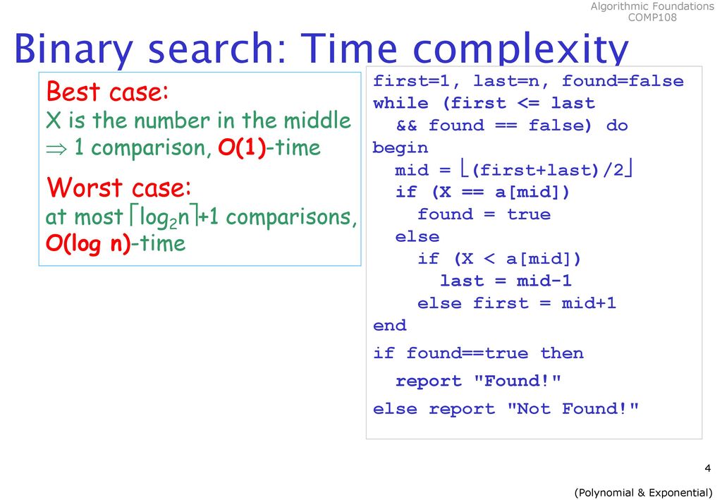 COMP108 Algorithmic Foundations Polynomial & Exponential Algorithms ...