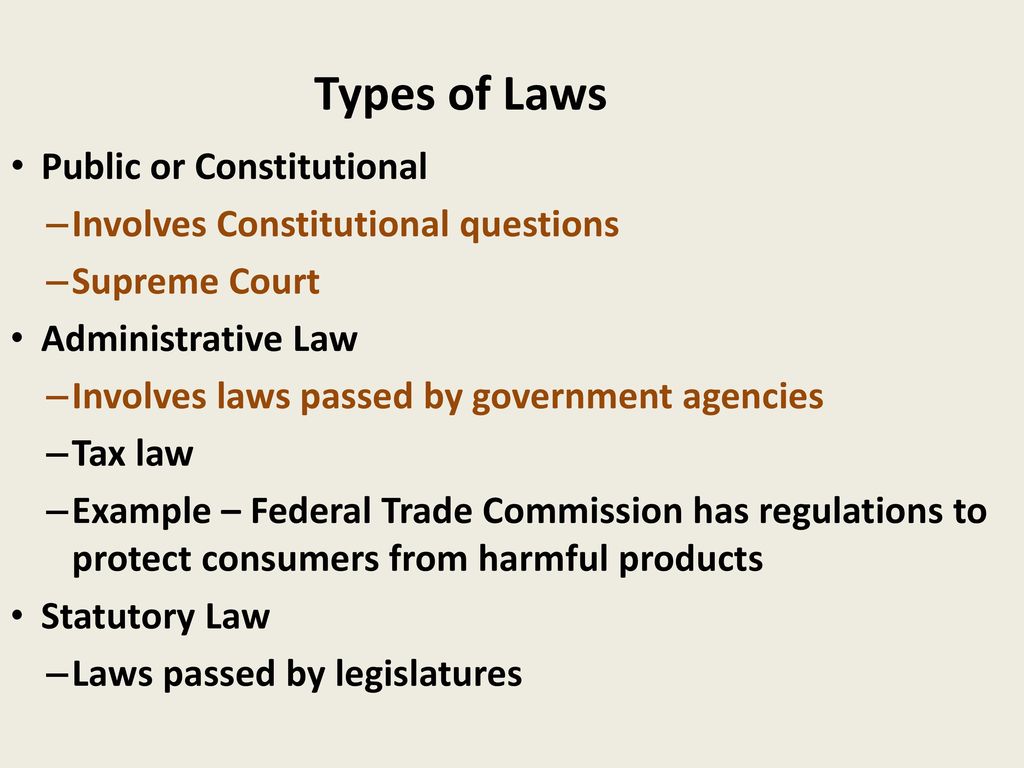 what are the 4 types of laws