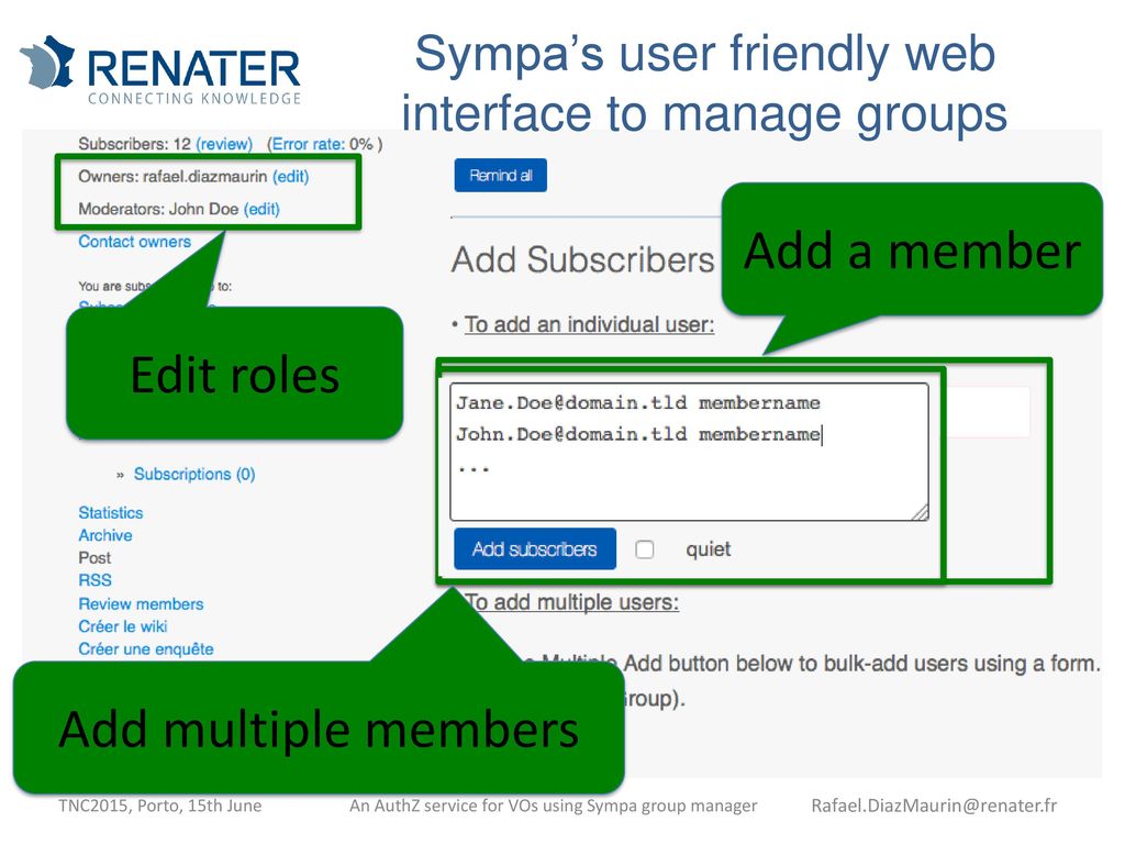 Sympa’s user friendly web interface to manage groups