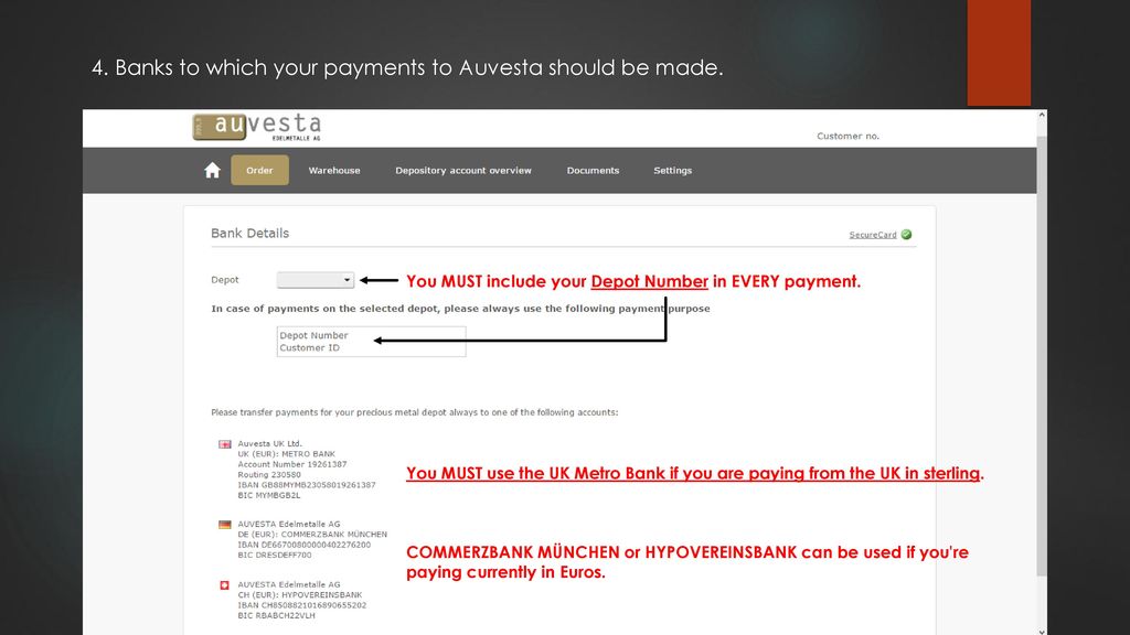 Banking – Where to Pay Which bank account to use to pay into your Auvesta  account. Please see the screens that follow. - ppt download
