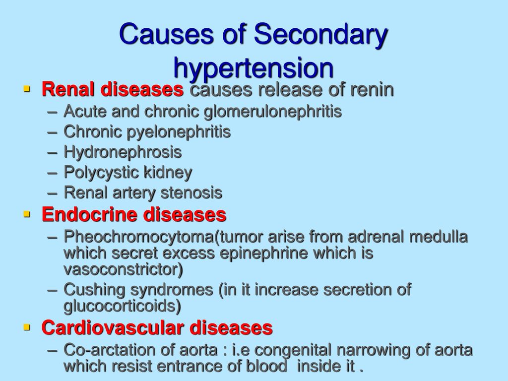 Causes of Secondary hypertension