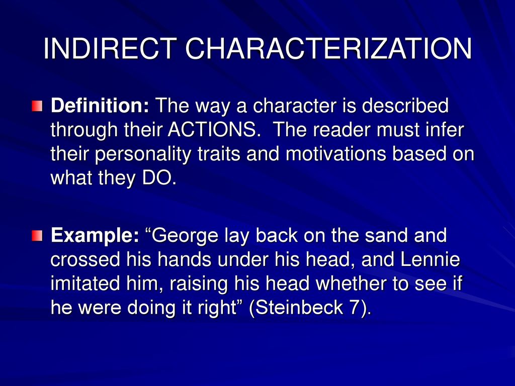 Indirect characterization definition