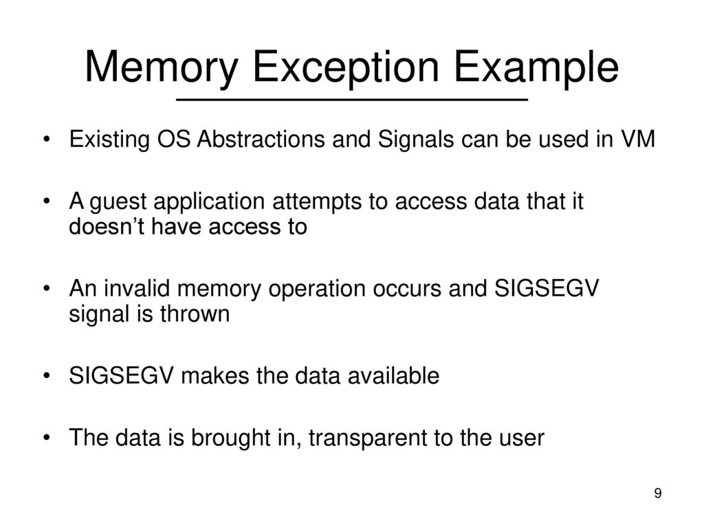 Memory Exception Example