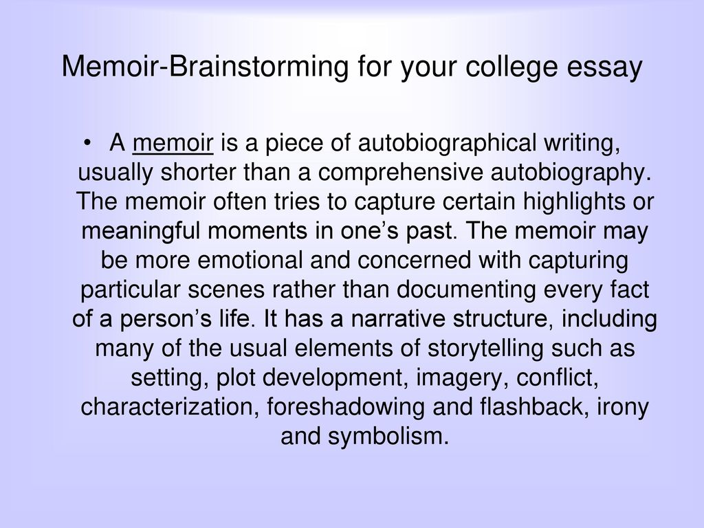 how to write a college memoir essay