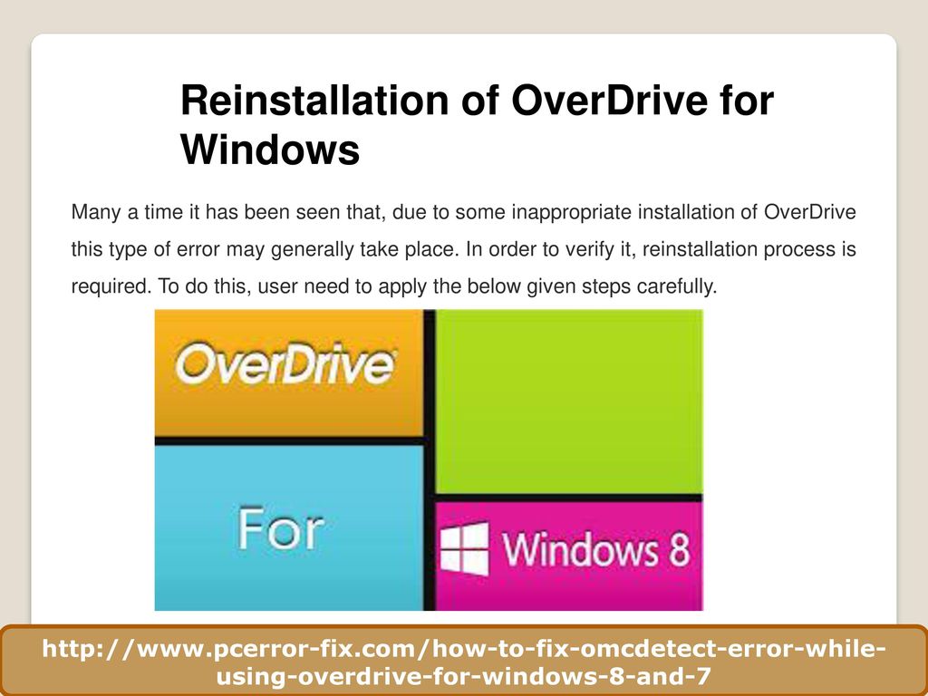Reinstallation of OverDrive for Windows