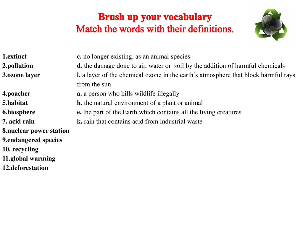 Match the words with right definitions. Match the Words with their Definitions. Match the Words with their Definitions extinct pollution. Environment Protection презентация. Watch the Words with their Definitions.