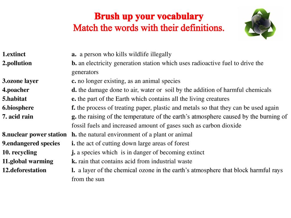 Match these words with their. Текст англ environment. Environment слова. Лексика по теме экология на английском языке. Лексика по теме environment.