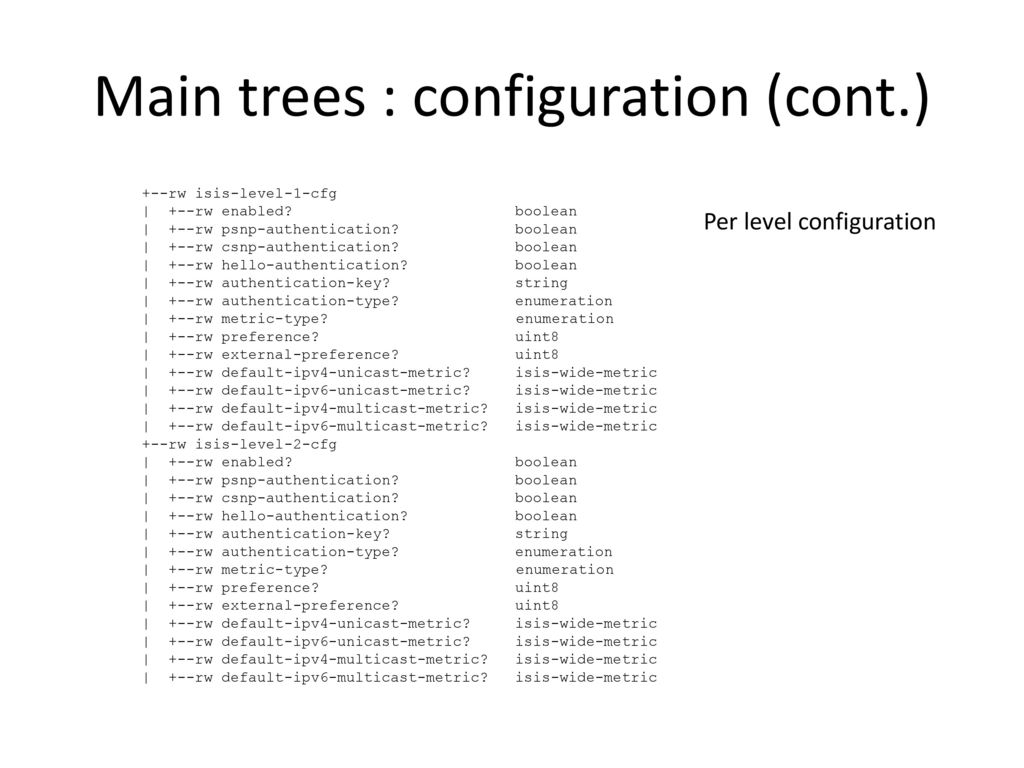 Main trees : configuration (cont.)