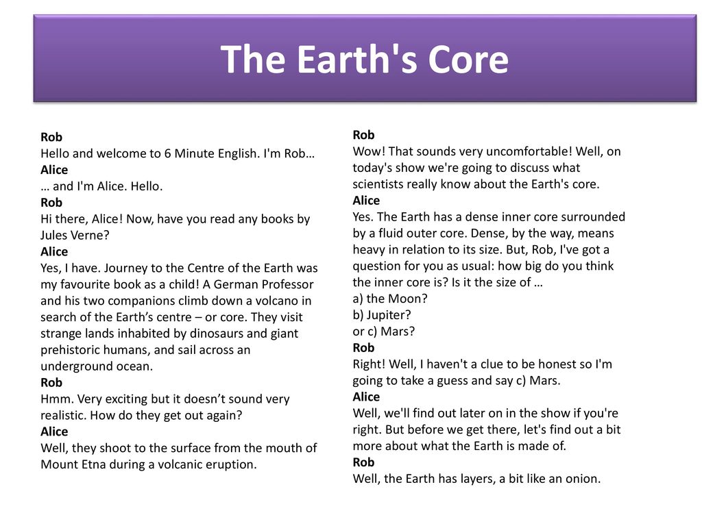 Technical English Episode 8 The Earth #39 s Core ppt download