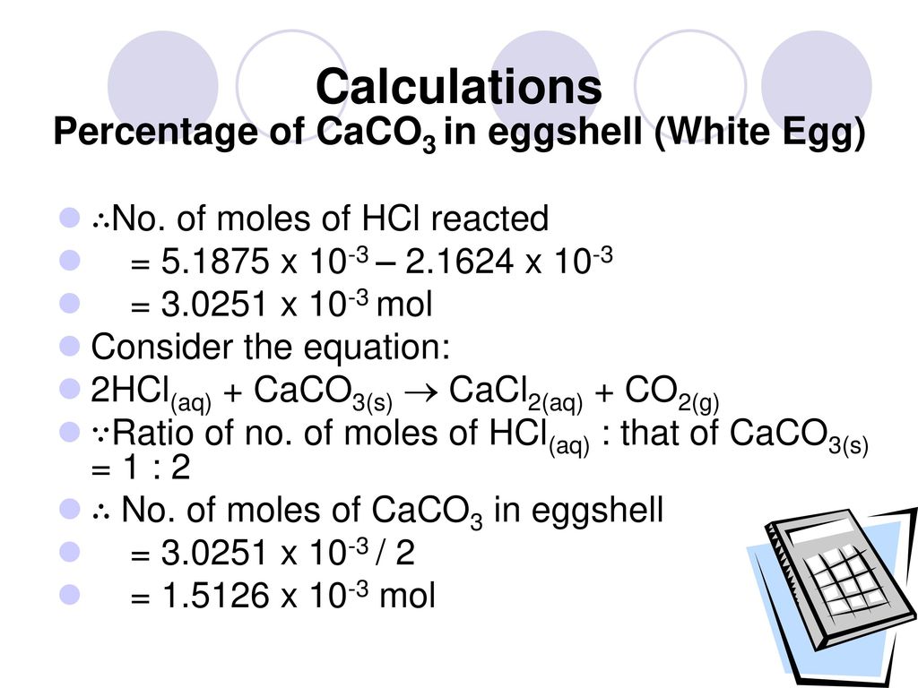 calcium carbonate in eggshells titration
