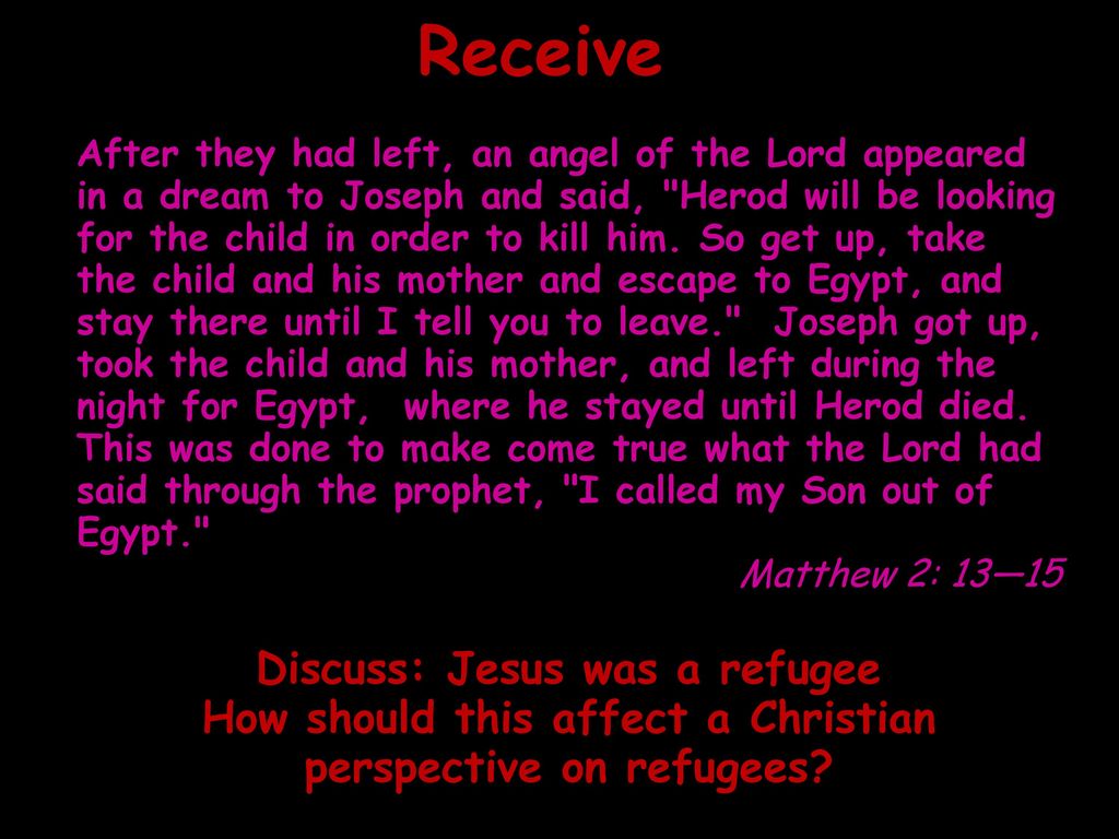 Receive Discuss: Jesus was a refugee