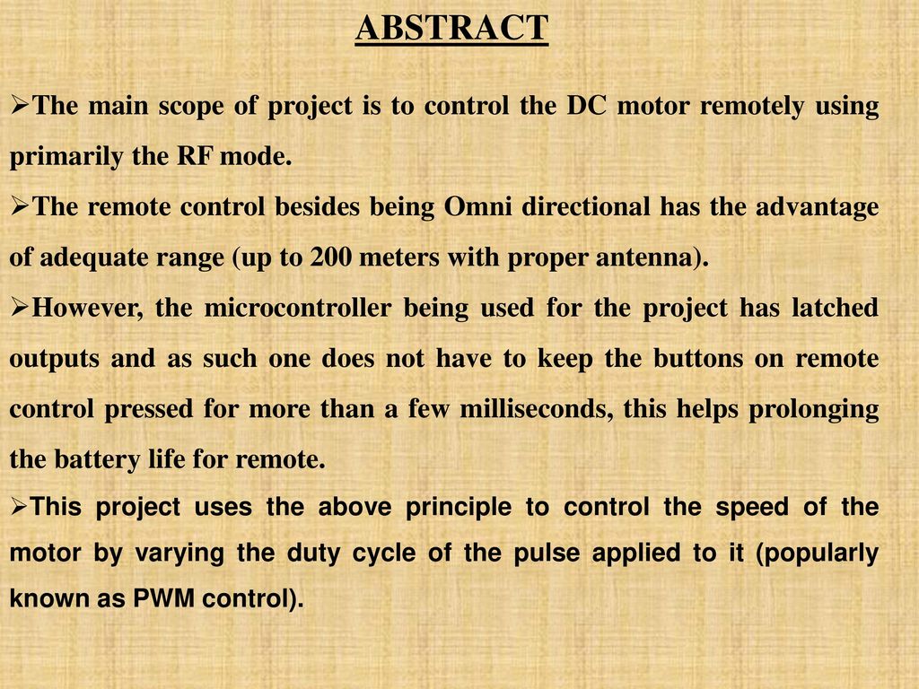 Wireless Dc Motor Speed And Direction Control Using Rf