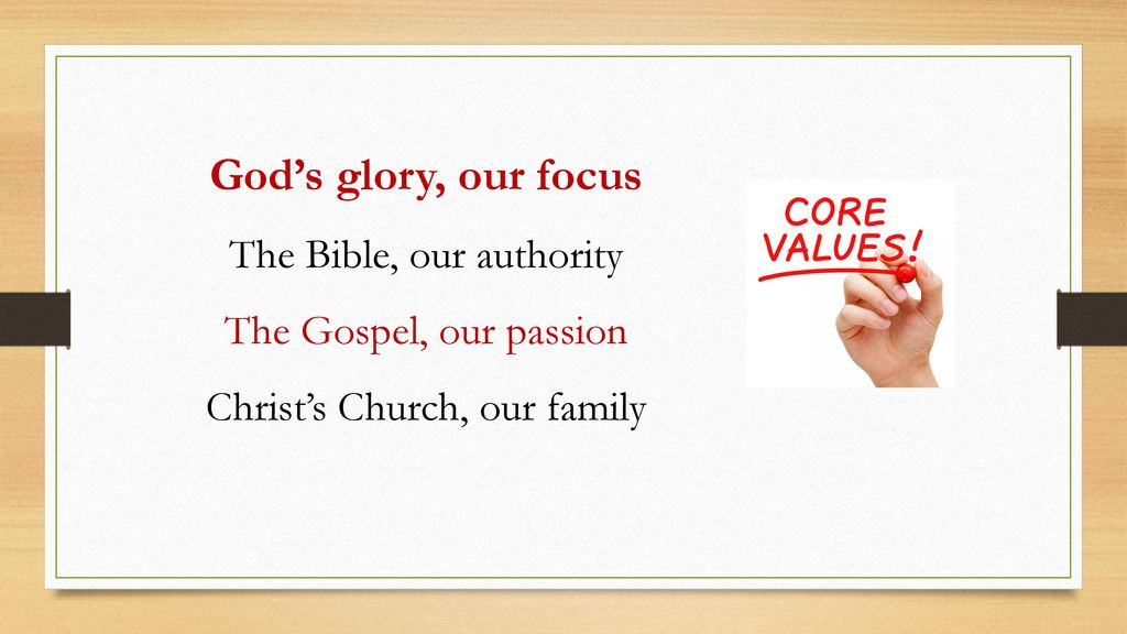 God’s glory, our focus The Bible, our authority