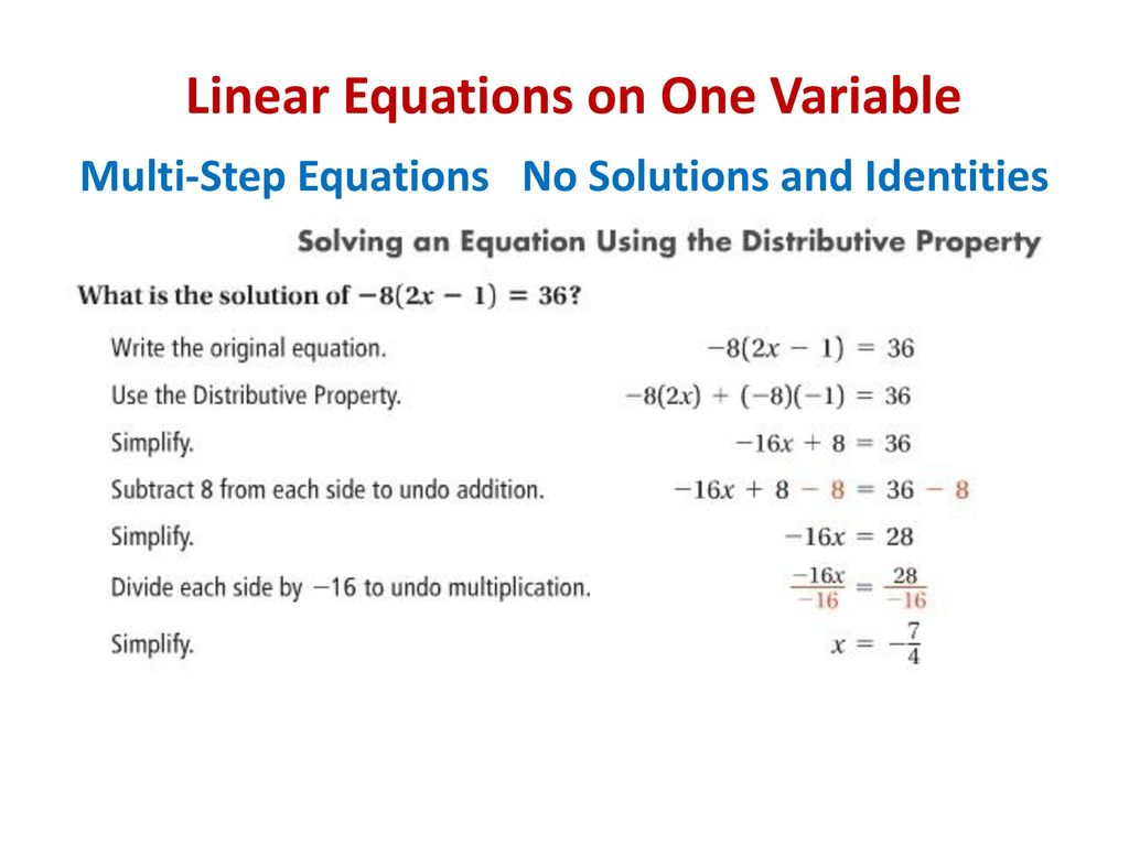 Variable linear equations in one