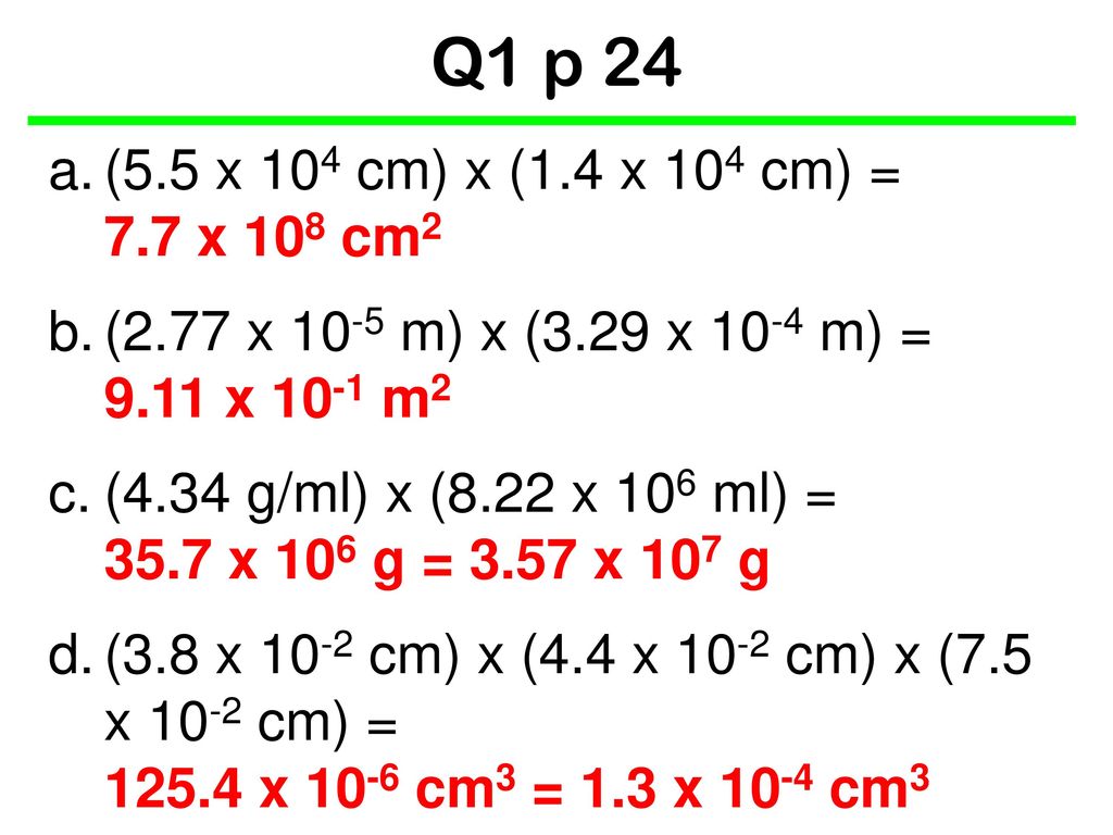 Q 1 2 P23 1 Write The Following Measurements In Scientific Notation A M D M B Kg E Km C L F Ppt Download