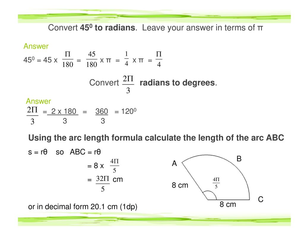 Radian Measure Gamma maths chapter28 radians to degrees, degrees