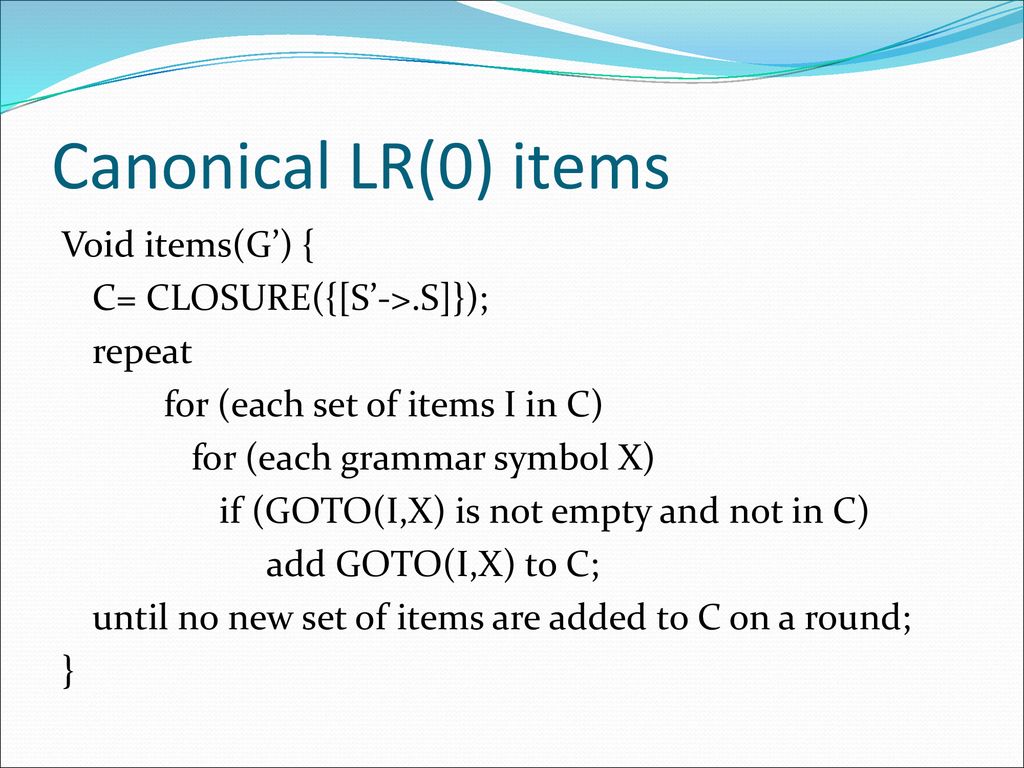 Canonical LR(0) items
