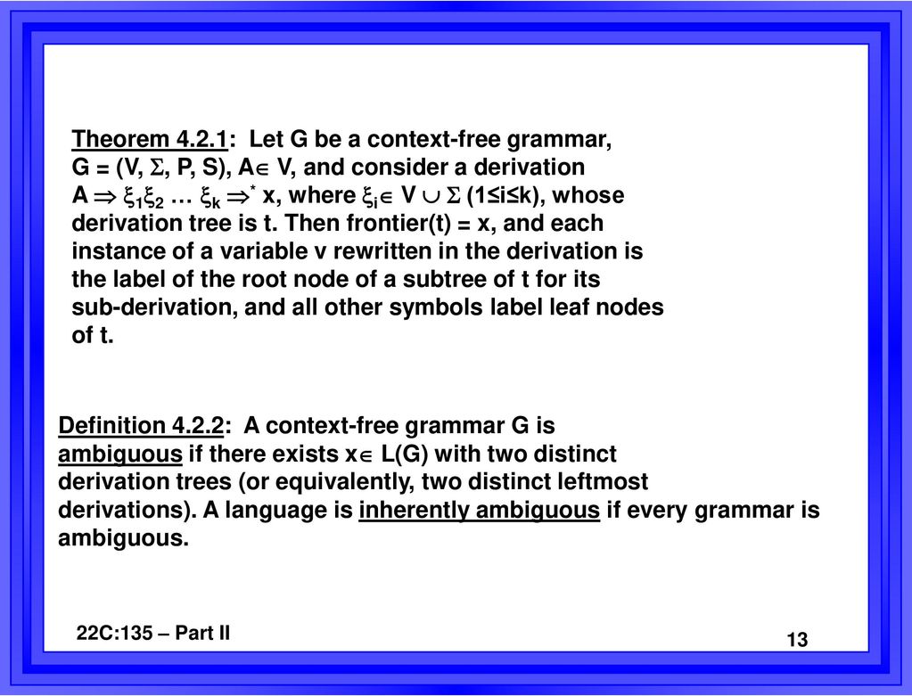 Grammars Definition 4 1 1 A Phrase Structure Grammar G Is A Four Tuple G V P S Where V Variables Or Non Terminals And Terminals Ppt Download