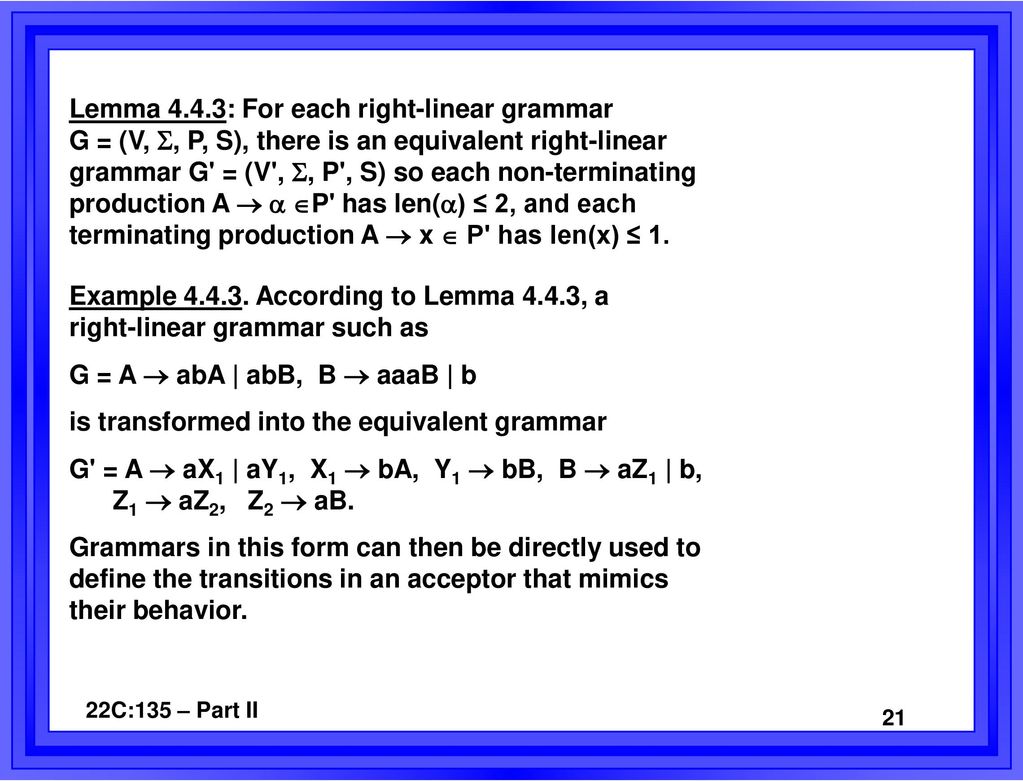 Grammars Definition 4 1 1 A Phrase Structure Grammar G Is A Four Tuple G V P S Where V Variables Or Non Terminals And Terminals Ppt Download