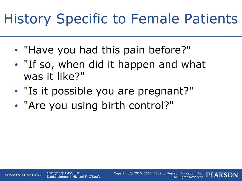 History Specific to Female Patients