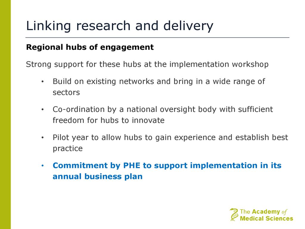 Linking research and delivery