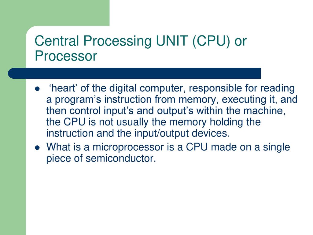 Lecture 13 - Introduction to the Central Processing Unit (CPU) - ppt ...