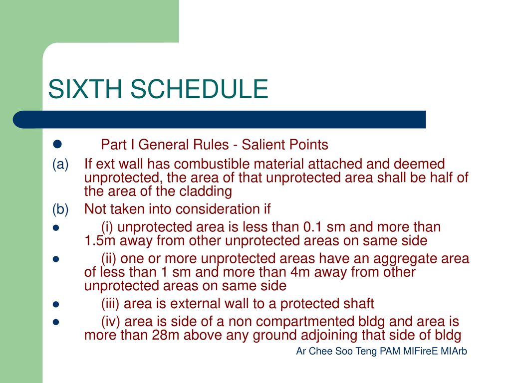 SIXTH SCHEDULE Part I General Rules - Salient Points