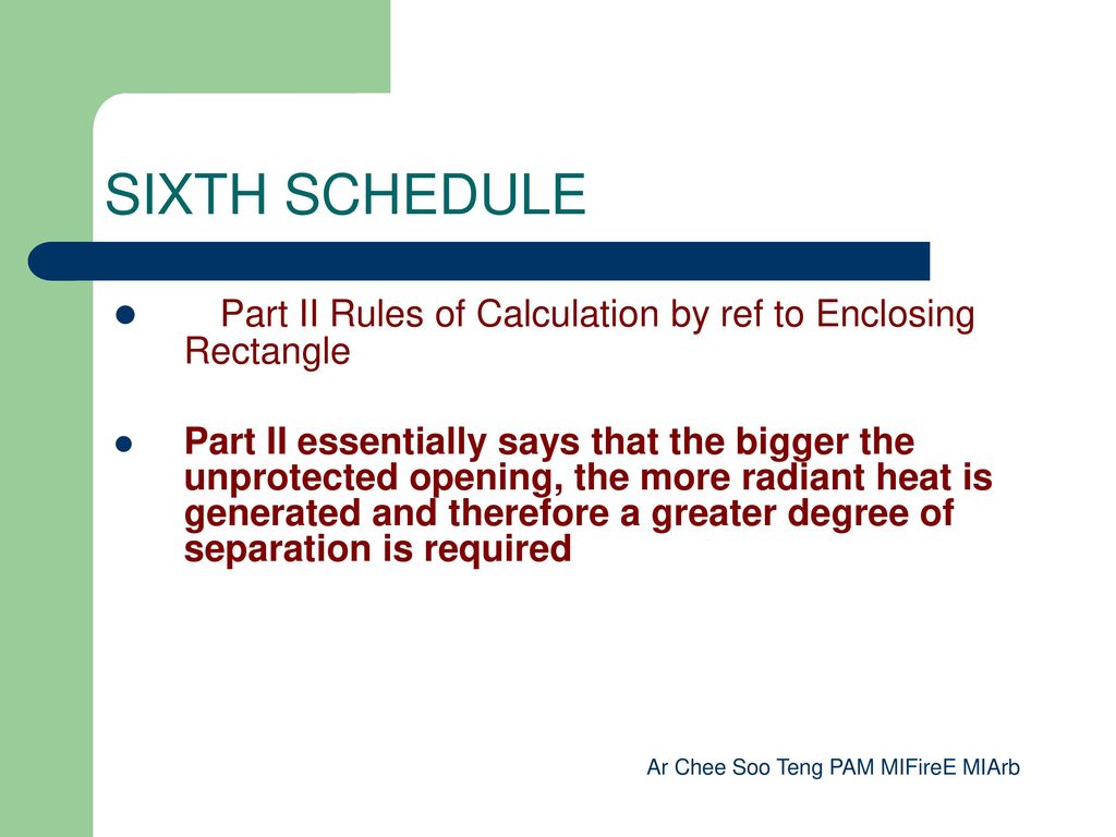 SIXTH SCHEDULE Part II Rules of Calculation by ref to Enclosing Rectangle.