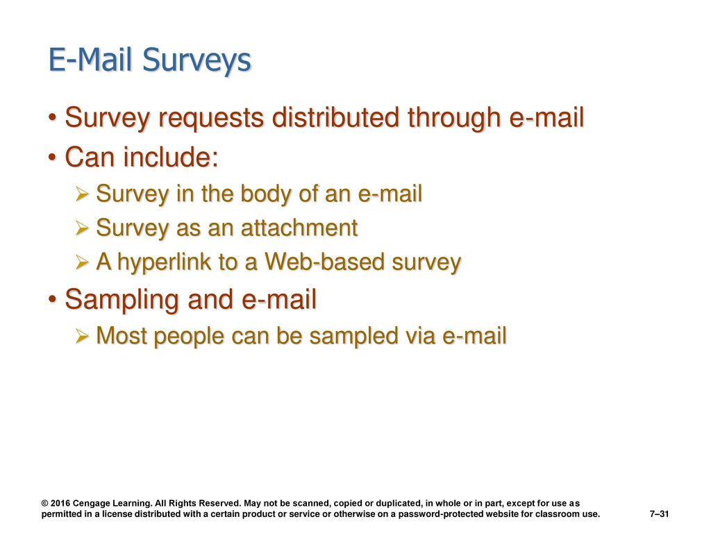 Surveys Survey requests distributed through  Can include: