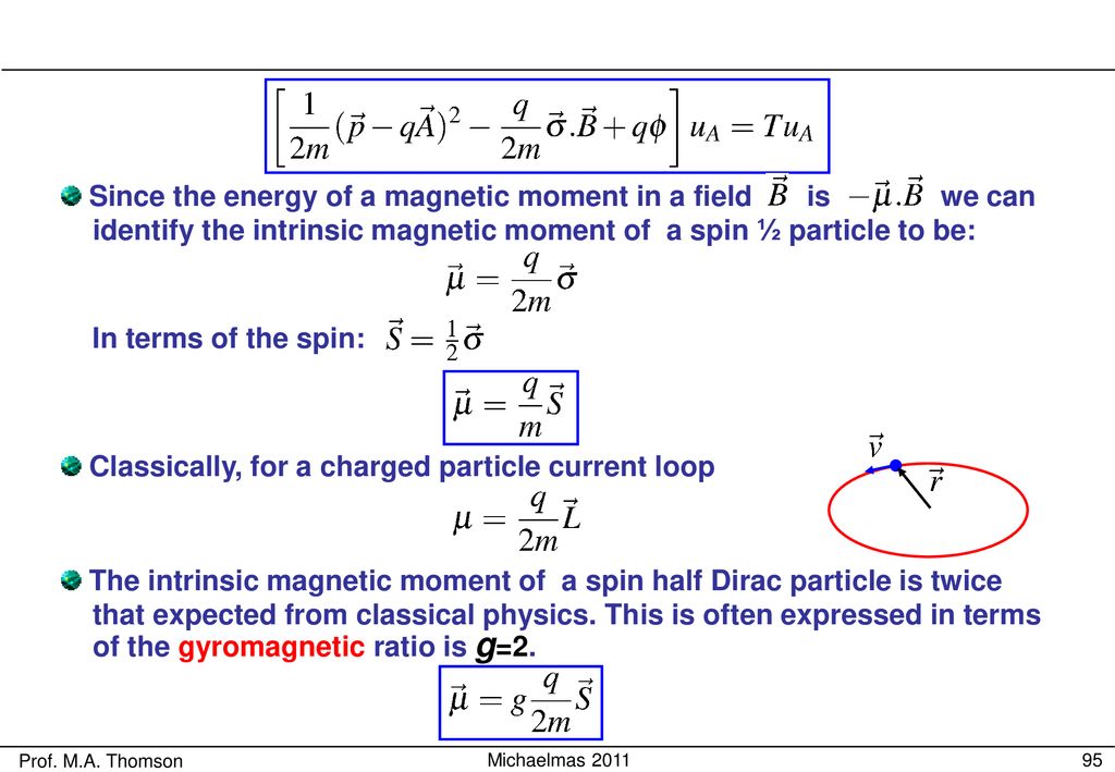 Handout 2 : The Dirac Equation - ppt download