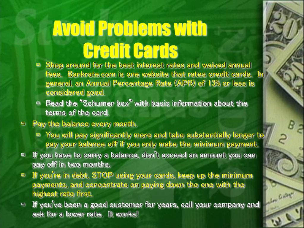Avoid Problems with Credit Cards