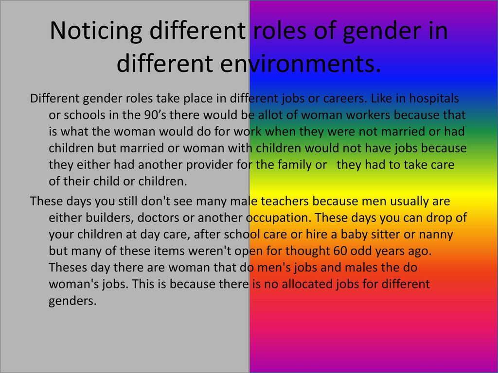 This is a power point explaining gender roles and what has changed over ...