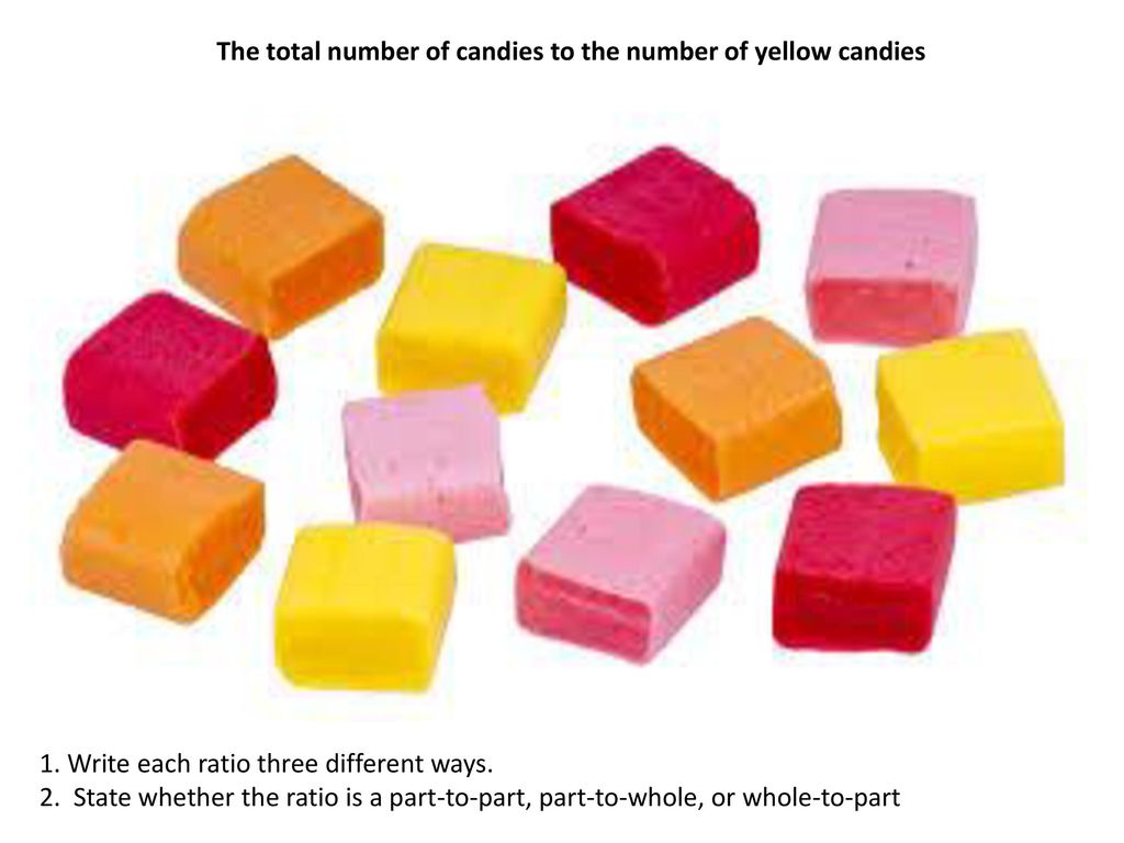 The total number of candies to the number of yellow candies