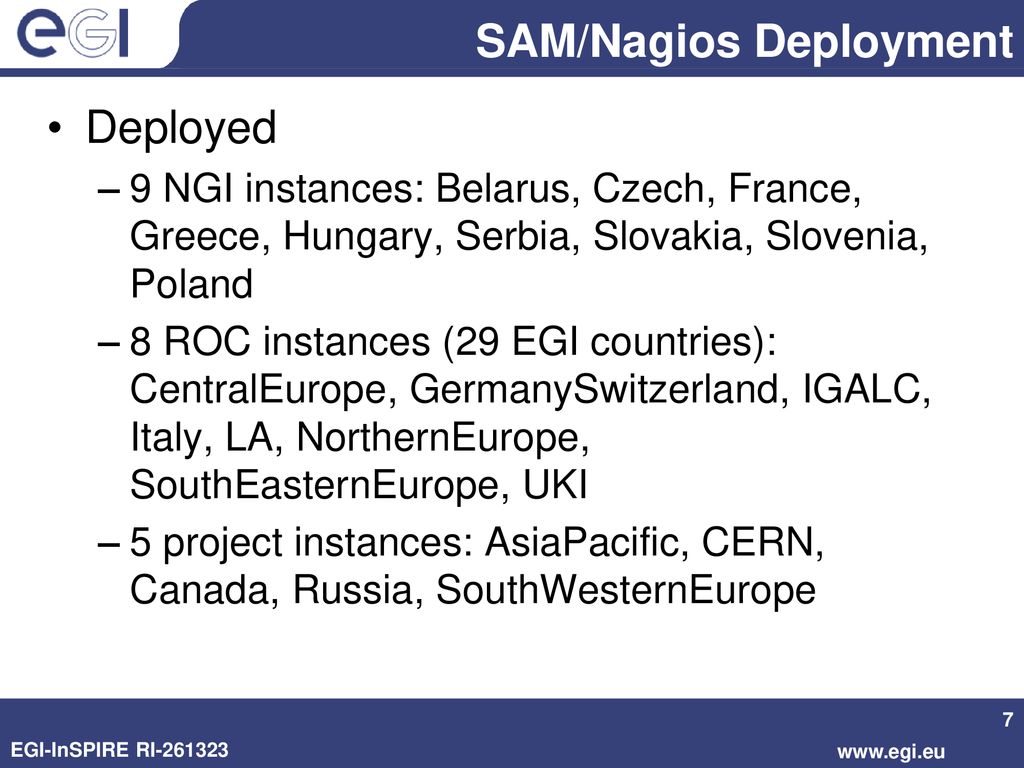 SAM/Nagios Deployment