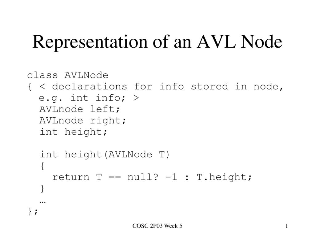 Representation of an AVL Node