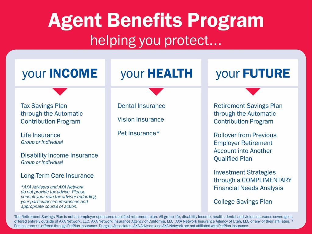The Agent Benefits Program offers you a wide variety of financial services and insurance products designed to protect your income, your health and your future.