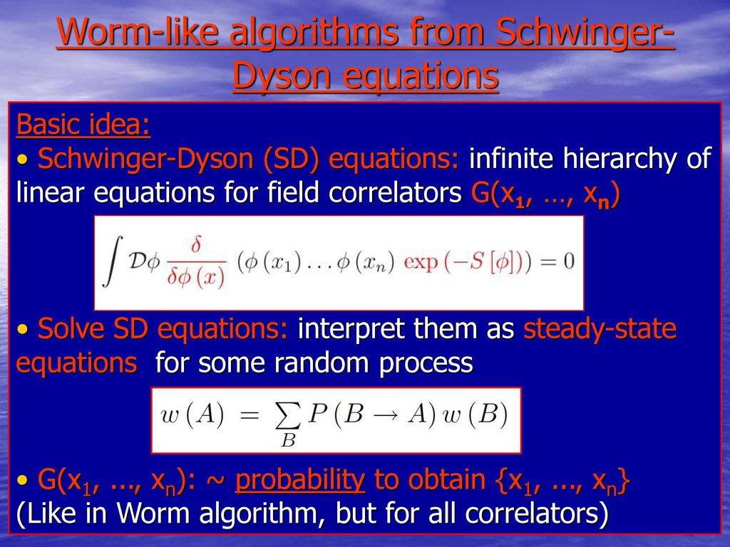 Worm-like algorithms from Schwinger-Dyson equations