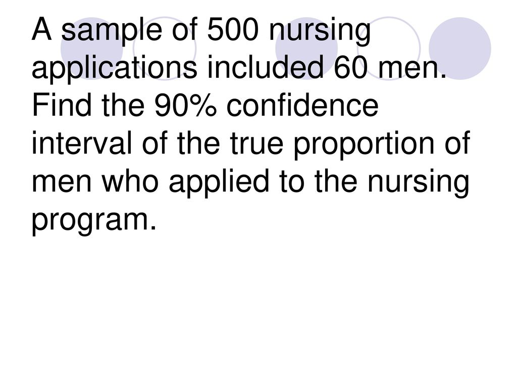 A sample of 500 nursing applications included 60 men